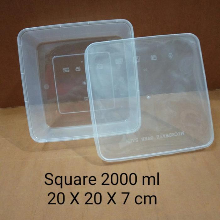 Kotak Makan Thinwall Plastik SQUARE 2000 ml Kotak Plastik Kemasan Snack Makanan Container Plastik