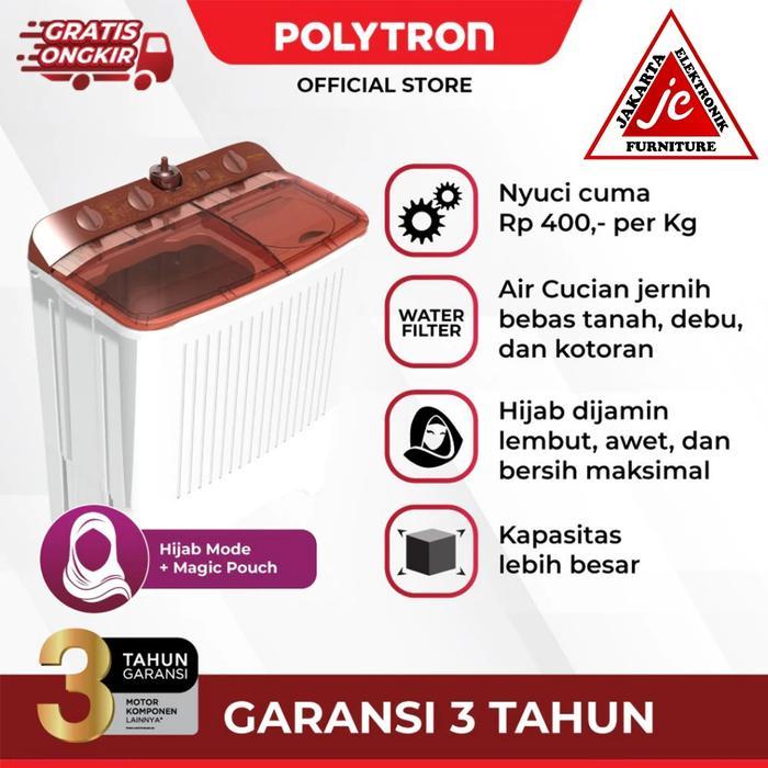 POLYTRON MESIN CUCI 2TABUNG 7KG PRIMADONA GIANT PWM7072N