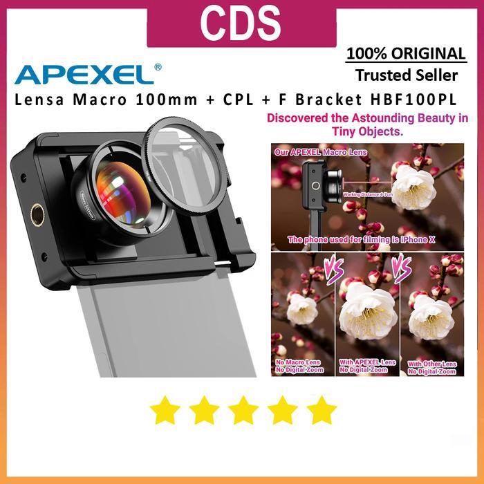 Apexel Lensa Macro 100mm + Filter CPL + F cket Smartphone F001 - APL-HBF100CPL For Makro Smartphone