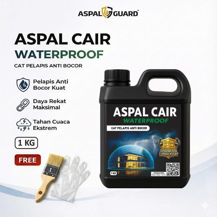ORI  Aspal Guard Cat Pelapis Anti Bocor 1 kg Aspal Cair Emulsion Waterproofing Bukan Spray