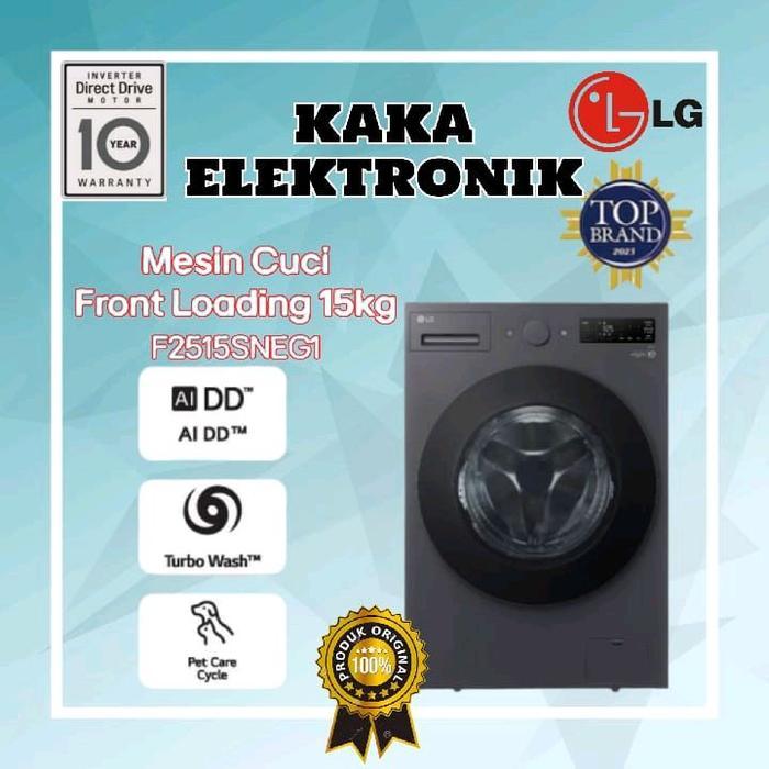 LG F2515SNEG1 MESIN CUCI FRONT LOADING 15 KG THINQ DIRECT DRIVE