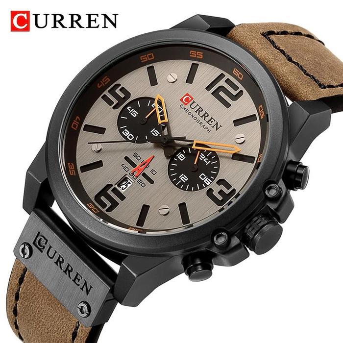 Jam Tangan Pria Analog Tali Kulit Chronograph CURREN 8314 *