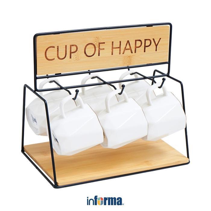 Sale Informa Appetite Set 6 Pcs Minori Mug Dengan Rak - Putih Gelas Cangkir Tempat Penyimpanan