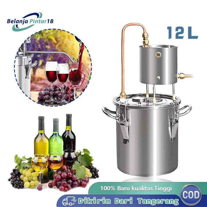 12L Distiller Machine Alkohol Distiller Baja Tahan Karat 304 Penyulingan Destilasi Alat Destilasi