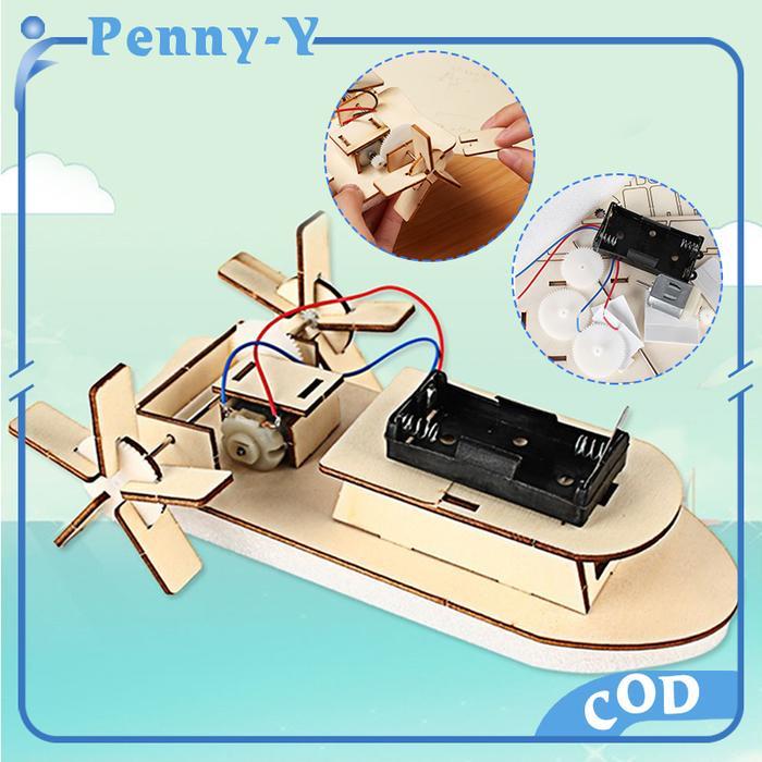` Rakit Perahu Kayu Elektrik DIY Kapal Rakit Elektrik Puzzle