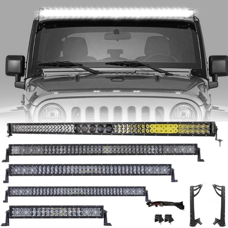 AUXBEAM 22/32/42/50/52 Inch Combo Beam LED Straight/Curved Light Bar Double Row LED Light Bar 6500K