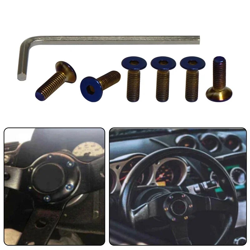 SCREW KIT 6PCS STEERING WHEEL BOLTS FOR MOMO NARDI PERSONAL NRG SPARCO FLAT HEAD