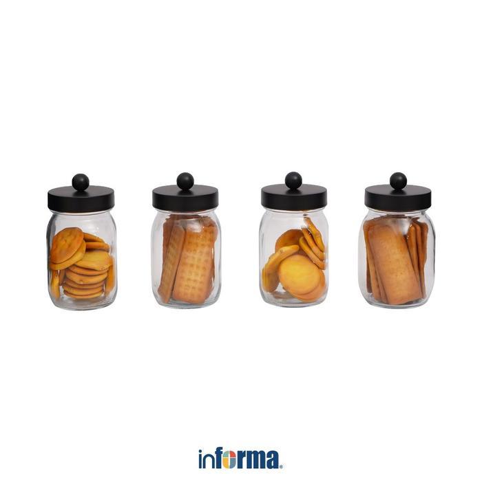 Informa Set 4 Pcs Gladys Stoples Kaca Toples Jar Penyimpanan Kedap Udara Wadah Makanan