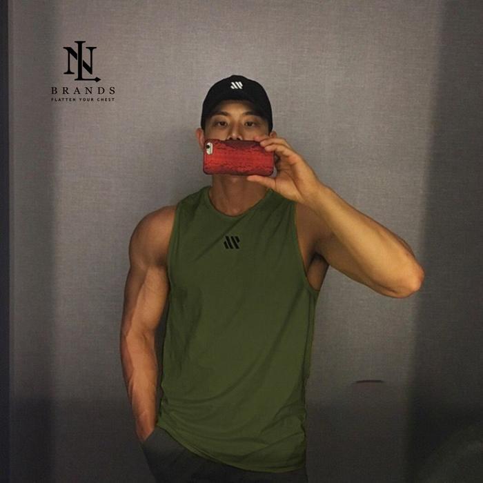 Singlet muscle tees gym pria korea kaos lekbong pria