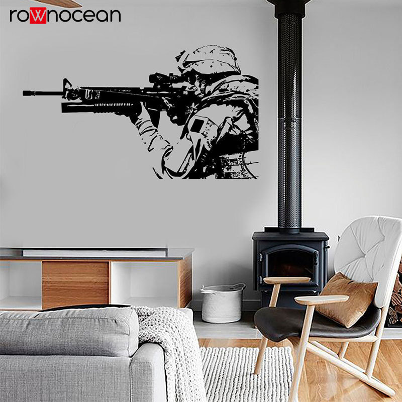 Modern War Theme US Soldier Marine Seal Military Wall Sticker Vinyl Home Decor Design Decals Murals