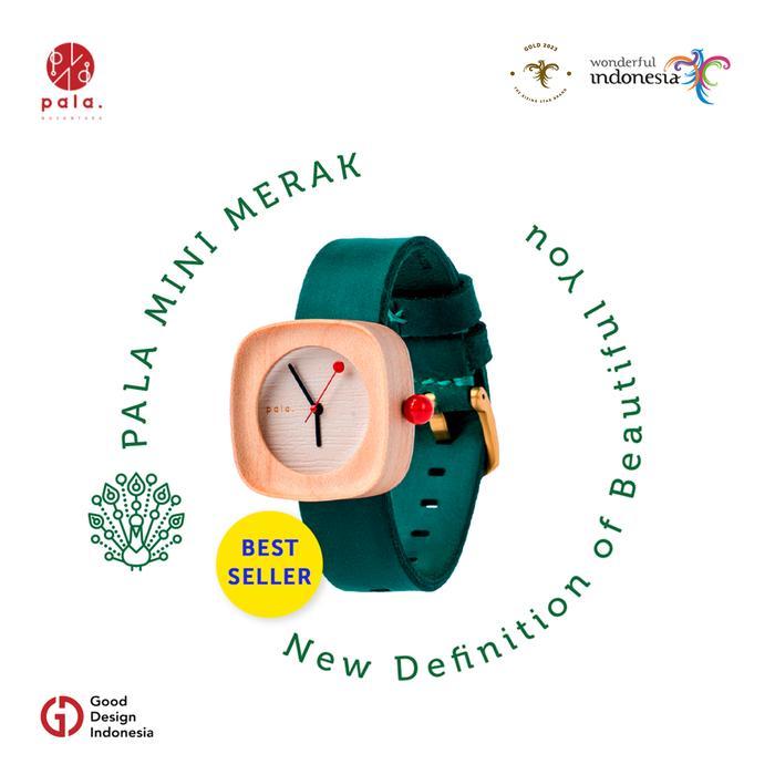 PALA Nusantara PALA Mini Merak Jam Tangan Kayu Kulit Asli Unisex Gold Hijau