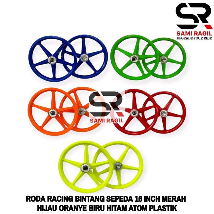 CUCI GUDANG RODA RACING BINTANG SEPEDA 16 INCH BMX VELG PALANG MERAH HIJAU ORANYE BIRU WHEELSET ATOM