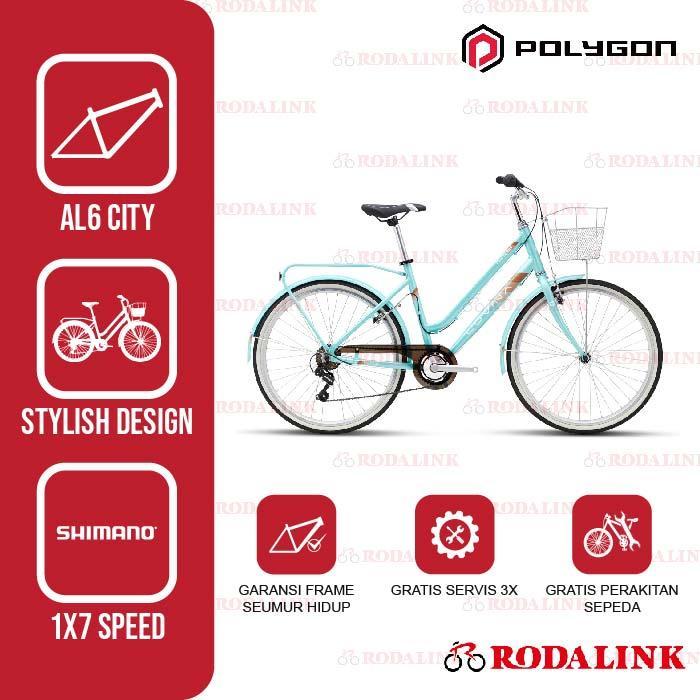 Polygon Sepeda Wanita Lovina 26" | Sepeda Wanita Perkotaan Keranjang CTB - Tosca