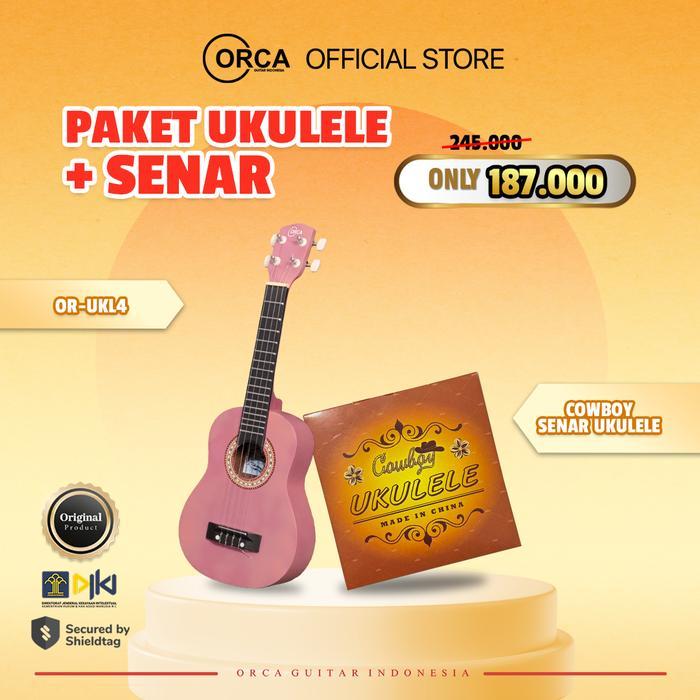 Orca [ Paket Ukulele + Senar ] Ukulele Ukl4 + Senar Ukulele Warna Putih