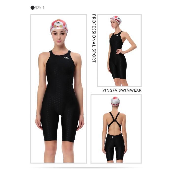Ready Yingfa 925 Fina Wanita Pakaian Celana Renang Sharkskin One Piece Baju Renang Kompetisi Selutut