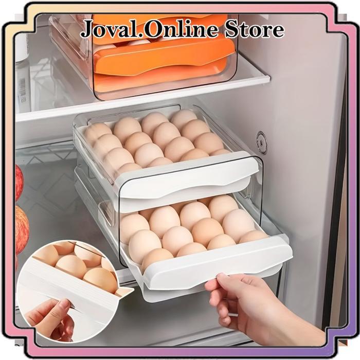 TEMPAT TELUR 2 TINGKAT / RAK TELUR 2 SUSUN / EGG STORAGE BOX ORGANIZER / KOTAK TELUR 2 SUSUN / RAK