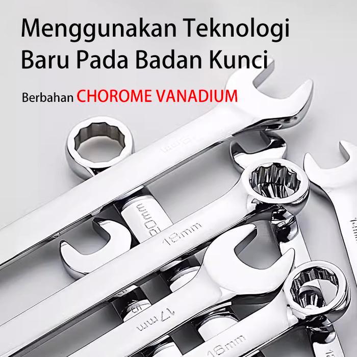 Kunci Ring Pas Set Tools Double Kunci Pas 8-24MM Chrome Vanadium