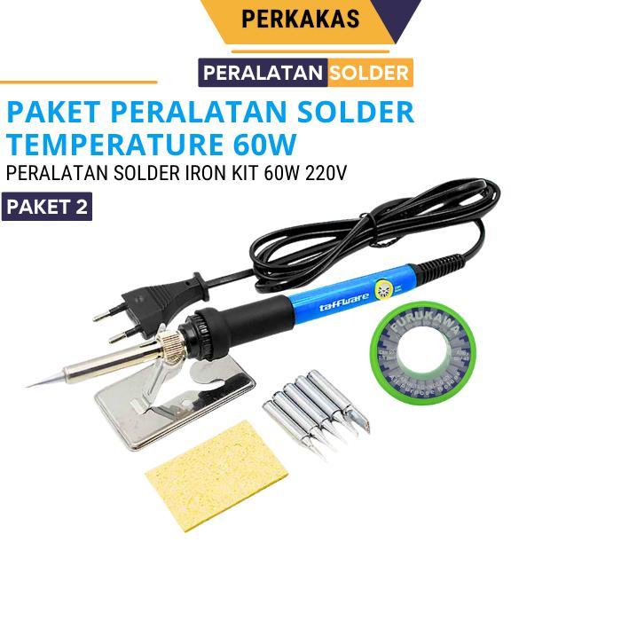 PAKET LENGKAP SOLDER LISTRIK 60 WATT ADJUSTABLE TEMPERATURE FAST HEATING SOLDER TEKNISI HP SODER 1
