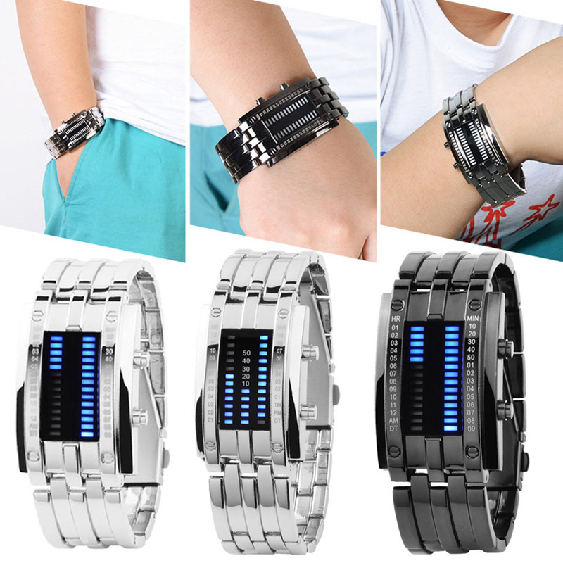 Fashion Couple Watch Men Women Luxury Watch Lovers Stainless Steel Clock LED Date Bracelet Watch