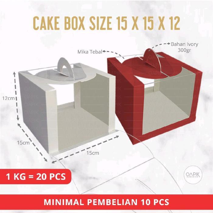 Cake Box Mika 15x15x12 cm Kotak Kue Mika Transparan Handle Box Souvenir / Packaging Hampers / Kue /