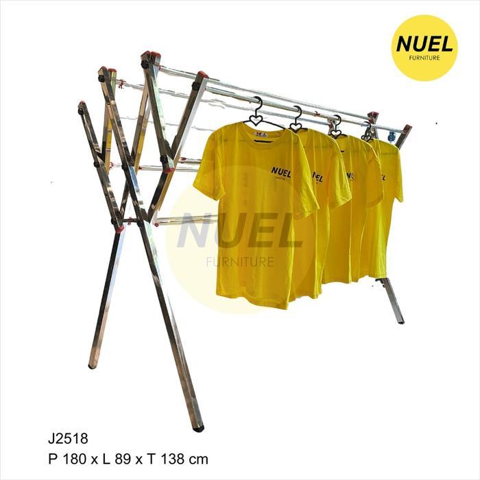 NUEL Jemuran Baju Stainless Kotak / Gantungan Pakaian Besi Kuat