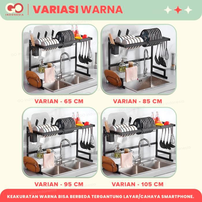 GO - Rak Dapur Wastafel Bahan Besi Lapis Cat Coating Anti Karat Dengan Aksesoris Warna Hitam