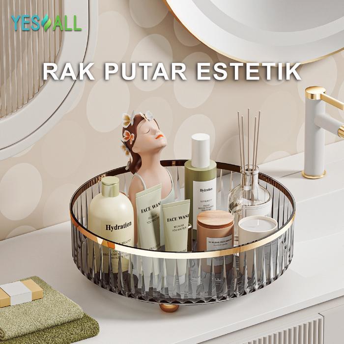 YESALL Rotating Storage Dark - Rak Kosmetik Aesthetic tempat make up skincare cosmetic bumbu buah