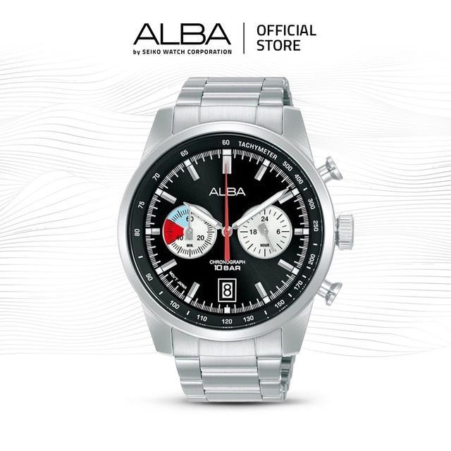 PROMO BESAR Alba Signa Jam Tangan Pria Chronograpth A4B001 / A4B001X1 Quartz Black White Dial