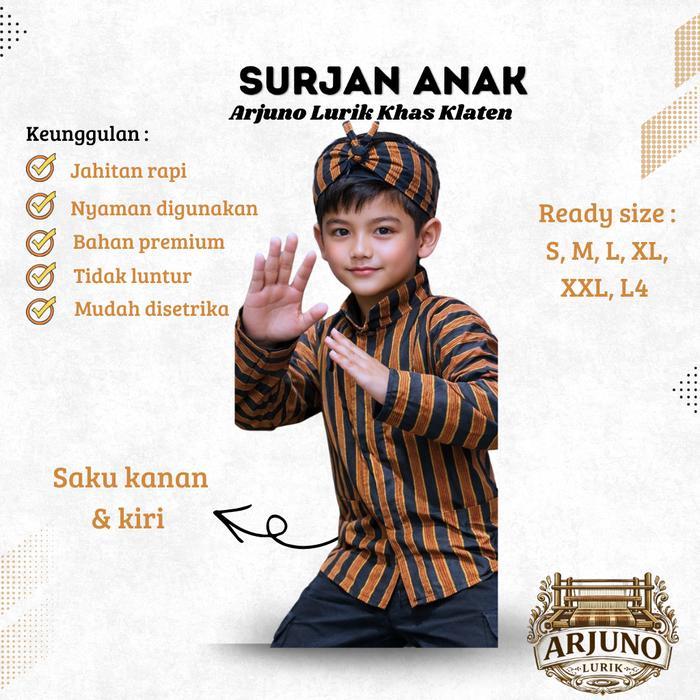 Baju Couple Lurik Anak Adat Jawa Surjan Lurik Anak Kebaya Lurik Anak Sembong Sapit Urang Ikat Kepala
