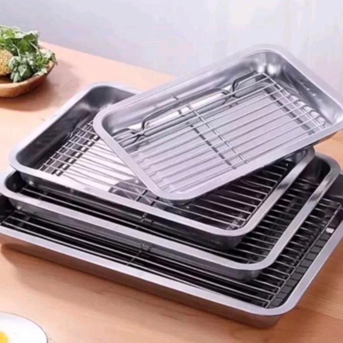 Nampan Tirisan Minyak Gorengan Stainless / Peniris Persegi / Coolingtray / Peniris Makanan Nampan /