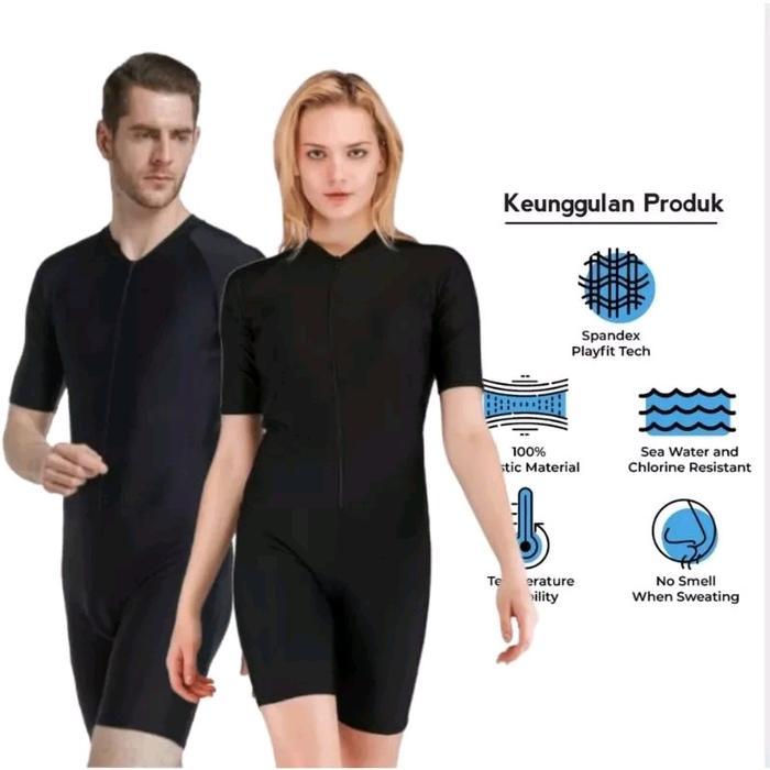 Speedo Cowfish - Baju Renang Wanita & Pria Dwasa Baju Renang Hitam Polos Diving Swimsuit Black