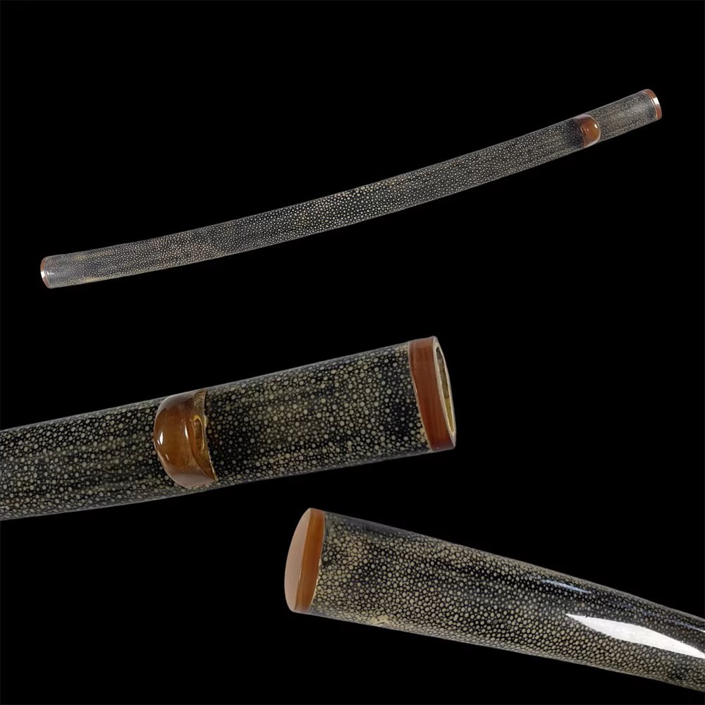 76cm Bushido Kendo Iaido Katana Tachi Sword Saya Scabbard Sheath,w/ Black/Yellow Buffalo Horn