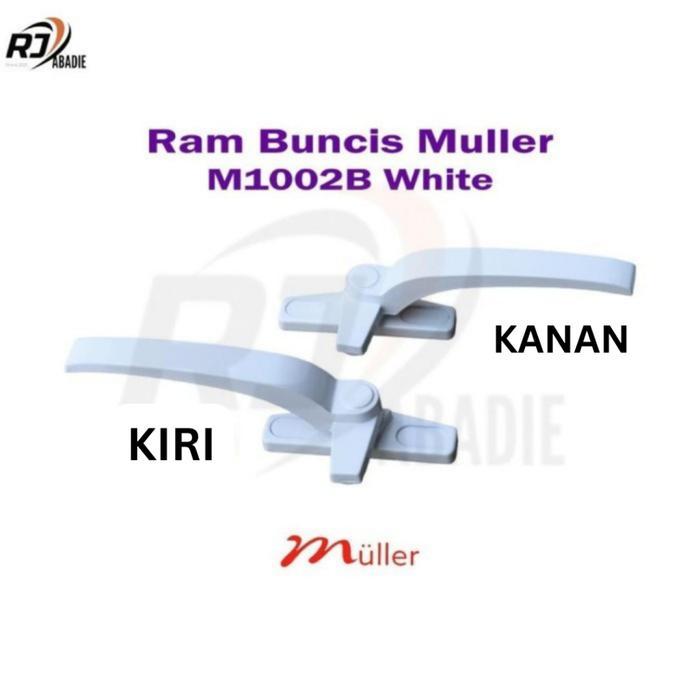 "New" Kunci Jendela Grendel Rambuncis Aluminium Muller M1002B Kanan / Kiri White / Black