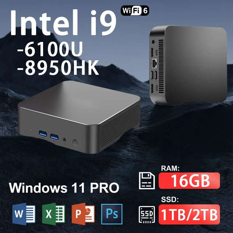 Mini PC Windows 11 Intel Core i9 8950HK Core i3 6100U Desktop Computer 16GB DDR4 1TB2TB SSD Office