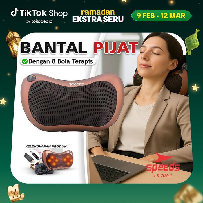 Speeds Bantal Pijat 8 Bola Coklat Bantal Pijat Terapi Relaksasi Leher Punggung Alat Pijat Untuk