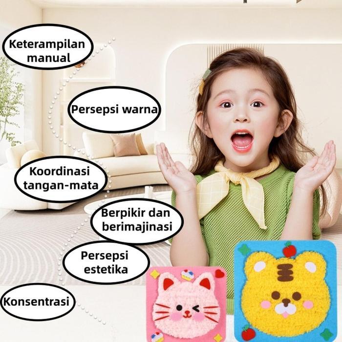 Crafting Kit Diy Anak /Diy Craft Kit/Diy Merajut Sulam/Merajut Benang Wool Karakter Hewan Diy/Mainan