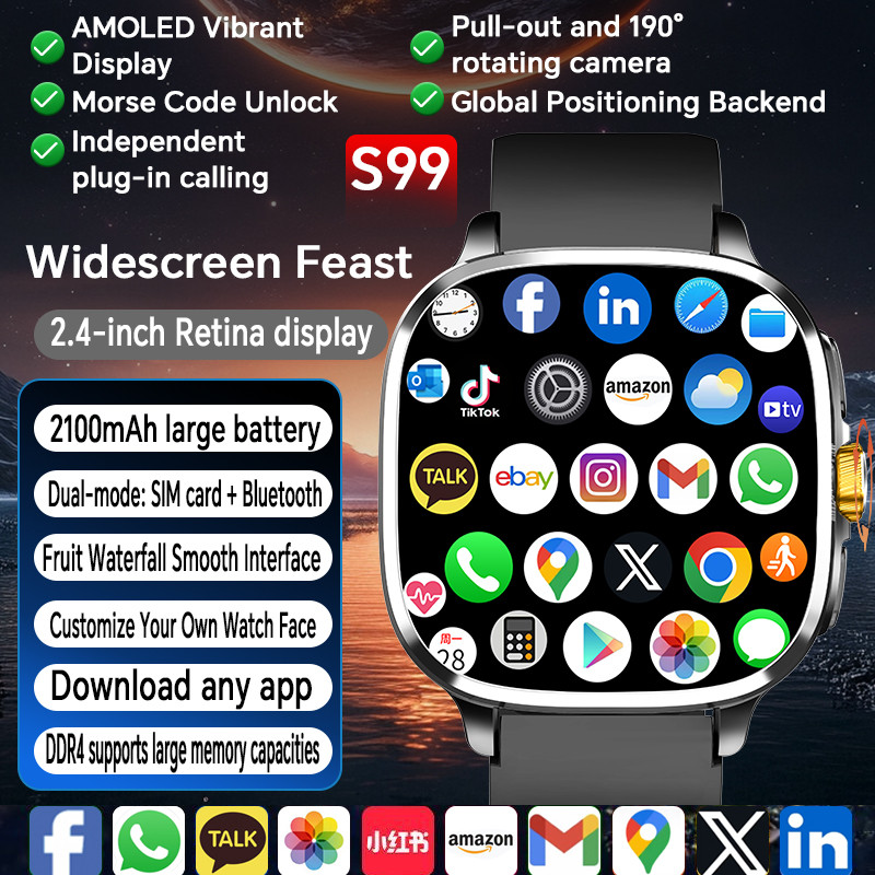 Android 13.0 Smartwatch 5G Full Netcom Smart Watch With 190 Rotary Camera GPS Position WIFI NFC