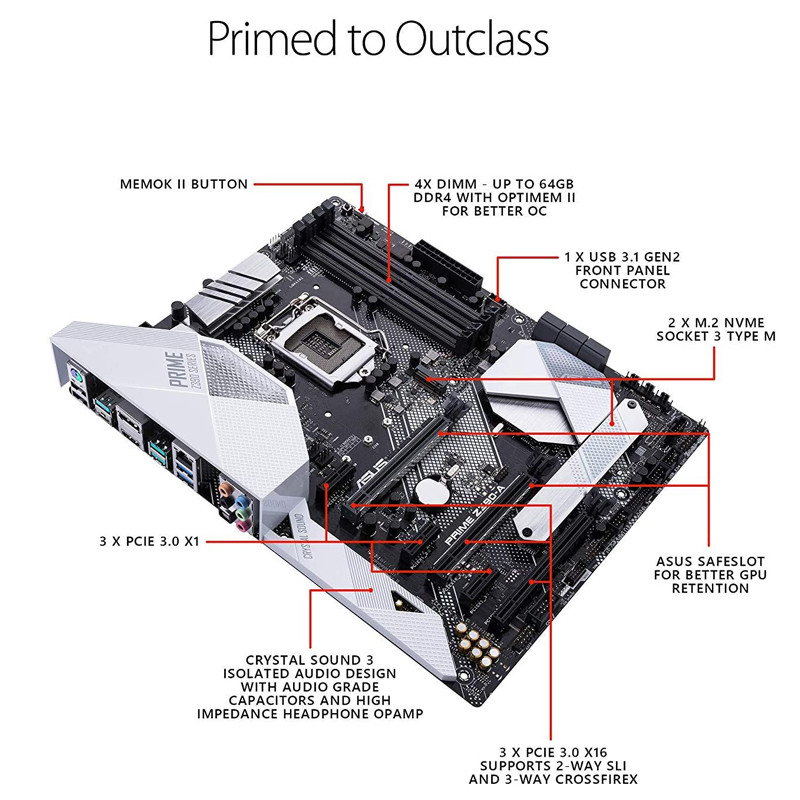 . 1151 Motherboard Kit Asus Prime Z390-A + I5 9400F Cpu +2Xddr4 8G -