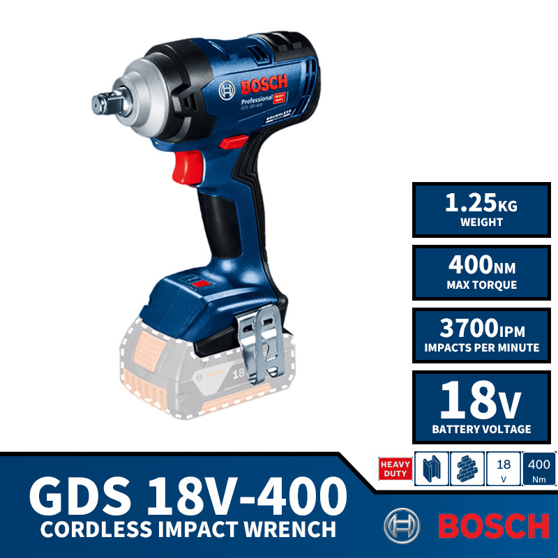 . Bosch Gds 18V-400 Cordless Impact Wrench 400Nm 3700Ipm 18V -