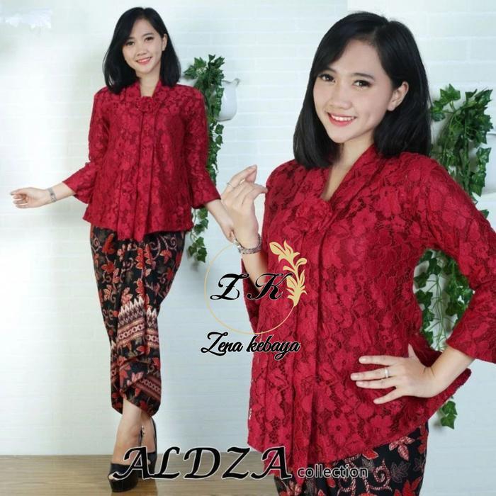 Setelan Dan Atasan Kebaya Modern Floy Kartini Brokat Rok Lilit Batik Kebaya Wisuda Wanita Elegan