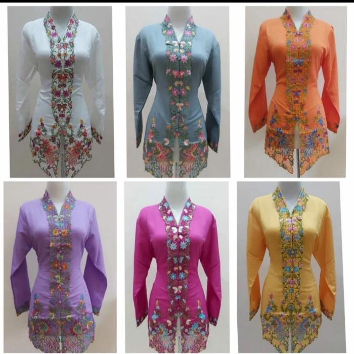 Kebaya encim Betawi/kebaya encim lengan panjang/kebaya bordir warna
