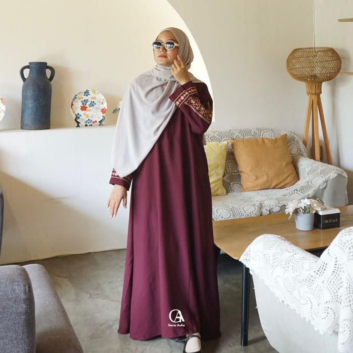 Abaya Medina By Gerai Aulia Gamis Muslim Arabian Bordir Premium Dress Lebaran Mewah Syari