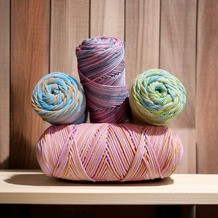 Benang Rajut Tali Kur Sembur 2mm Polyester Benang Rajut Kur Gradasi Poly Rope 200gram Cocok Untuk