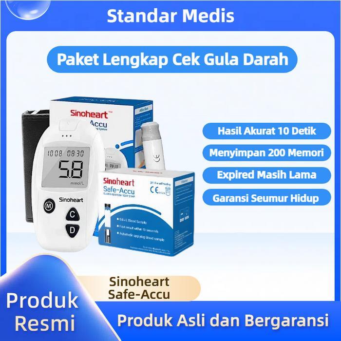 PAKET LENGKAP GULA DARAH Sinoheart Strip Gula Darah Sinocare Strip Gula Darah Stik Gula Darah