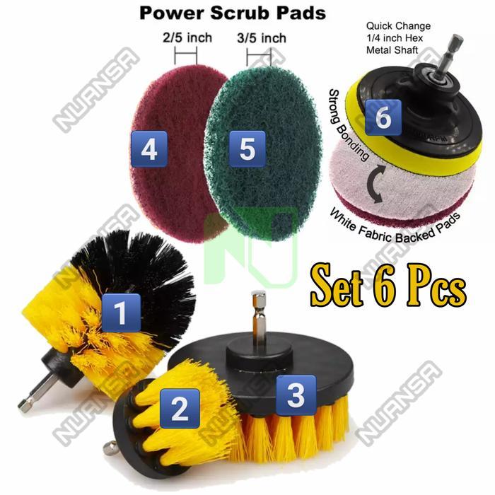 Set Mata Bor Kepala Sikat Karpet Ban Mobil Lantai Keramik Dinding