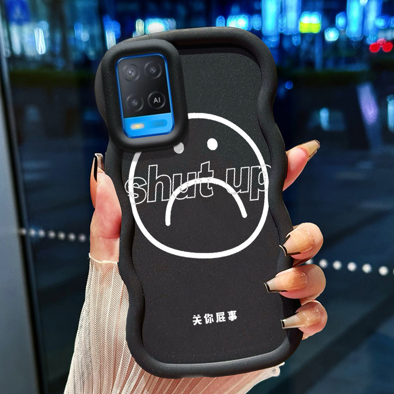 Casing Hp Untuk OPPO A54 Case Emoji sedih Cesing Polos Kasing Macaron gelombang Kesing Silikon Softc