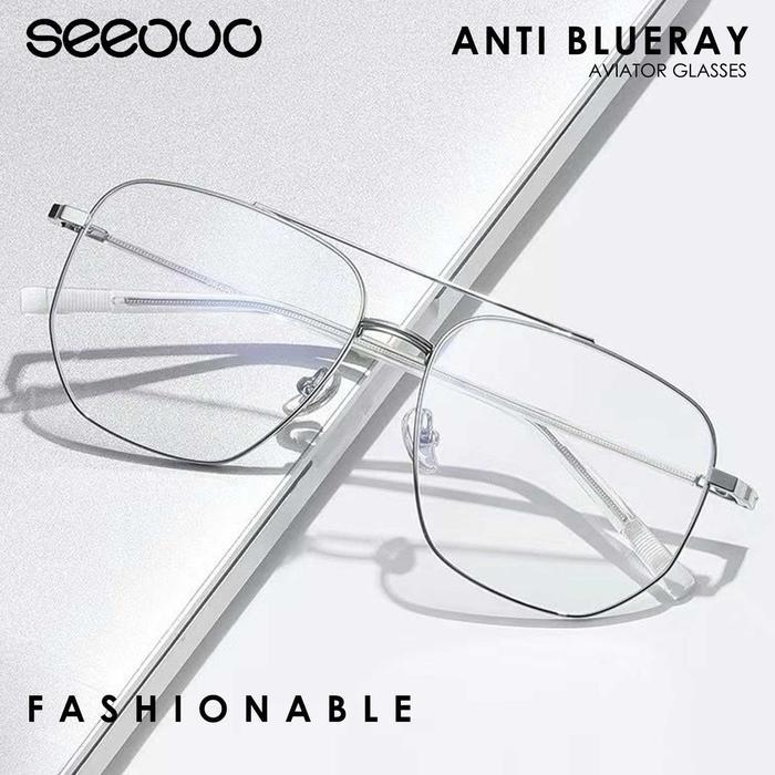 ASLI Seeouo Kacamata Antiradiasi Blueray Aviator New TR90+Metal 9354X READY STOCK