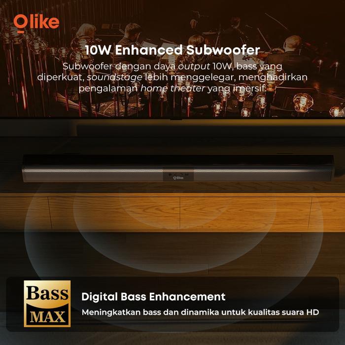 [Exclusive King Kevin] Olike S10H Soundbar Speaker 10W Subwoofer Bluetooth 6.0 Bass Max Immersive