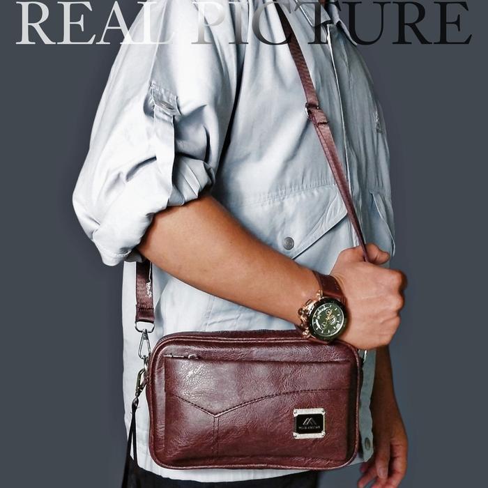 Kalibre Bag'S - Tas Tangan Kulit Pria Buckle Polo Amstar Unisex Clutch Slingbag Polos Waistbag