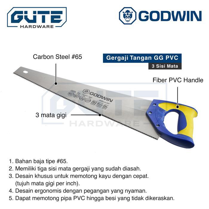 Gergaji Kayu / Gergaji Tangan / Hand Saw PVC Godwin - Uk 16" 18" 20"